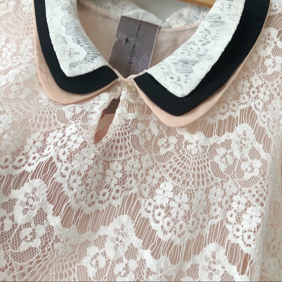 Moon Collection White & Peach Lace Blouse - Picture 7 of 13
